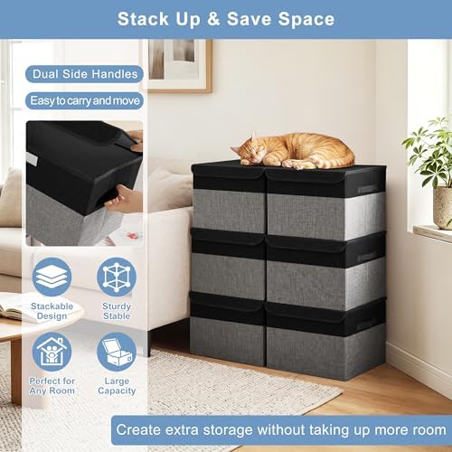 Bagnizer Large 22 Quart Linen Fabric Foldable Storage Bin Cube Organizer Basket - Image 5