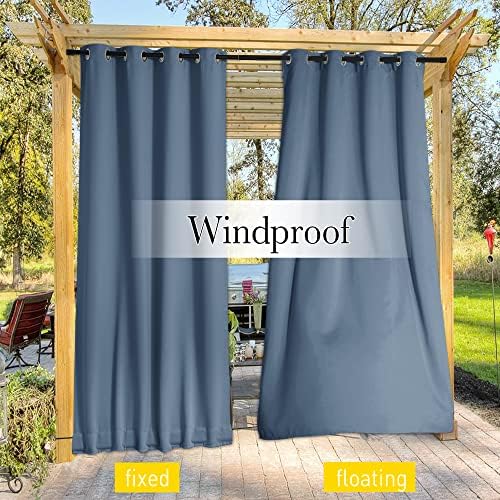 NICETOWN Gazebo Curtains Outdoor Waterproof W100 x L84 in Stone Blue - Image 4