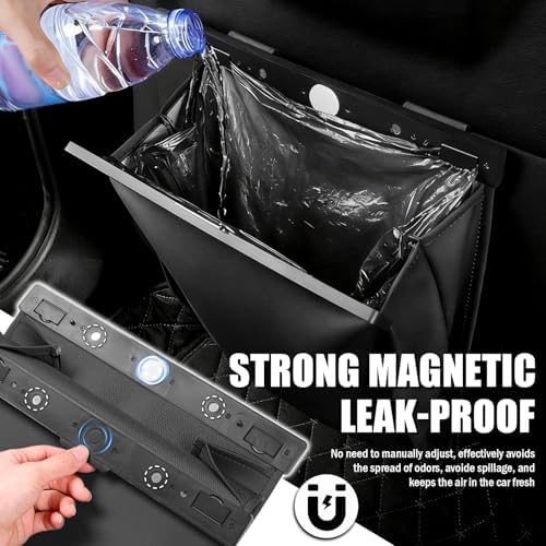 LED Car Trash Can Leak-Proof, Strong Magnetic Fast Closing Car Trash Bin as - Image 5
