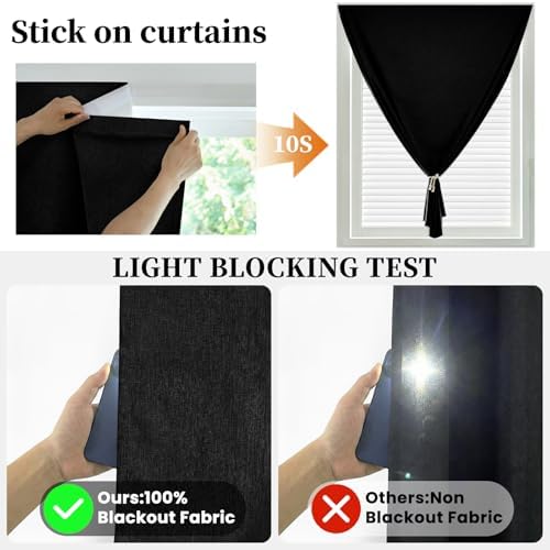 100% Blackout Magic Tape Stick On Curtains Window Shades Pull Down Blackout - Image 2