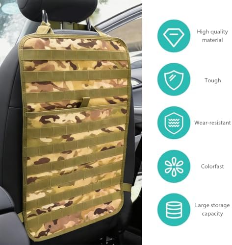 Car Seat Back Organizer, Tactical MOLLE Sag Proof Vehicle Panel Backseat Cover - Image 3