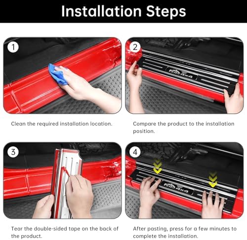 4PCS Door Sill Guards for Jeep Wrangler 2018-2025 2026 JL JLU & 2020-2026 - Image 5
