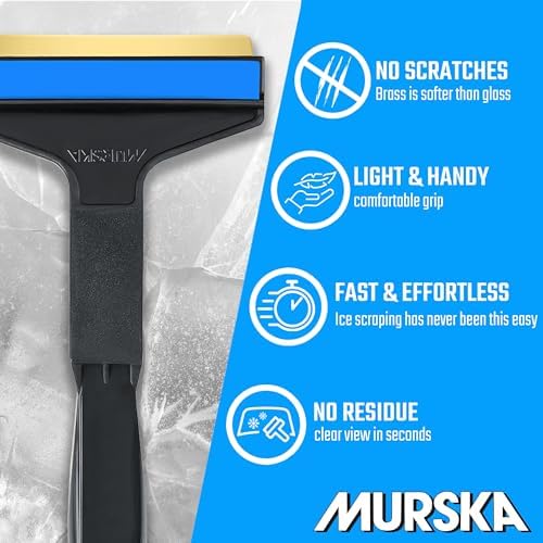 Ice Scraper Long Handle 2 Pack Car Ice Scraper Brass Blade 14, 5 inch Ice - Image 2