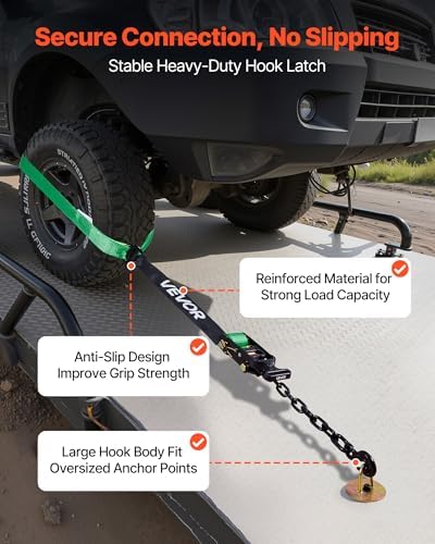 VEVOR Wheel Chock Tie-Down Kit, Tire-Style Tow Dolly Strap, Car Kit - Image 5