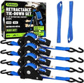 Retractable Ratchet Straps, 1 Inch x 12 Feet, 760lb Break Strength, Self by Fortexus