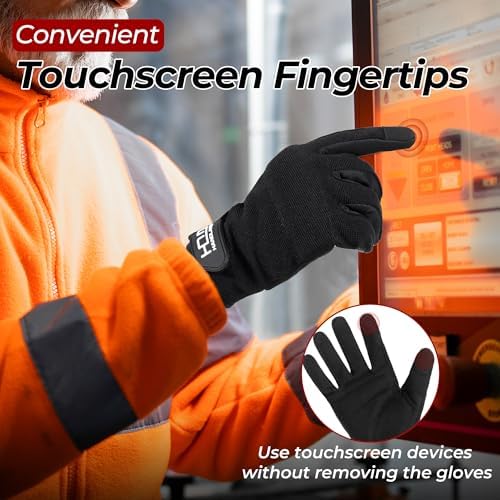 HANDLANDY Work Gloves for Men & Women, Utility Mechanic Working Gloves Touch - Image 4