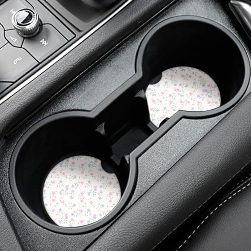 Vintage Flowers Car Coasters, Absorbent 2 Pack - Image 2