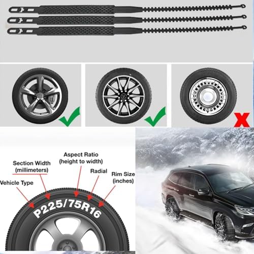 20 Pack Tire Chains, Universal Emergency Tire Chains, Adjustable Plastic - Image 7