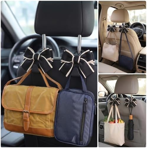 2 Pack Cute Bow Car Seat Headrest Hooks, Purse Hook - Image 6