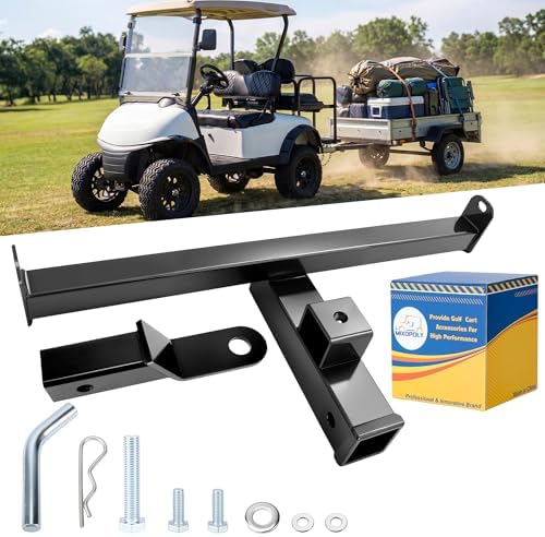 Golf Cart Rear Trailer Hitch, Heavy Duty Carbon Steel Hitch Receiver, No-Drill by MIXOPOLY