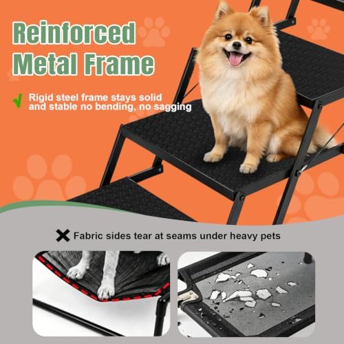 Foldable Dog Stairs for Car, HisFox Portable Dog Steps for Dogs, 7 Steps - Image 2
