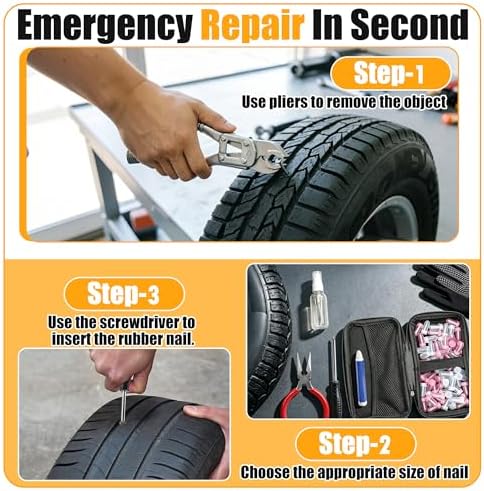 60PCS Tire Repair Rubber Nail Kit | Vacuum Tire Screw Plug - Image 4