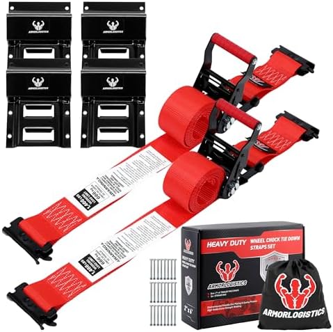 Wheel Chock Tie Down Kit, Heavy Duty Trailer Tire Straps Kit by ARMORLOGISTICS
