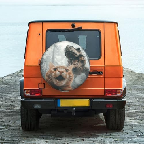 Cat Selfie with Dinosaur Spare Tire Cover Waterproof Wheel Cover 16 Inch - Image 2