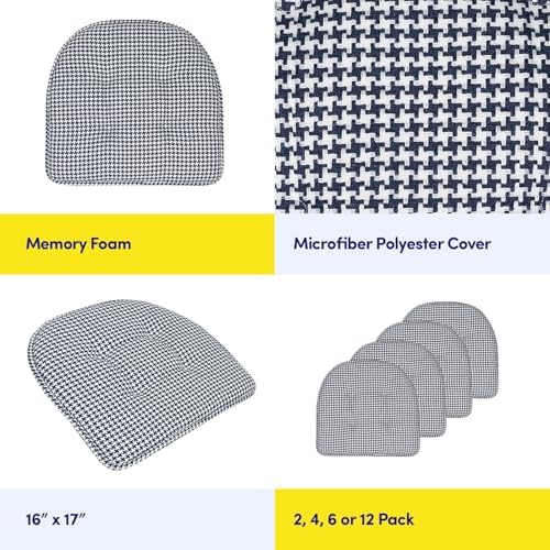 Sweet Home Collection Chair Cushion Memory Foam Pads Tufted Slip Non Skid - Image 6