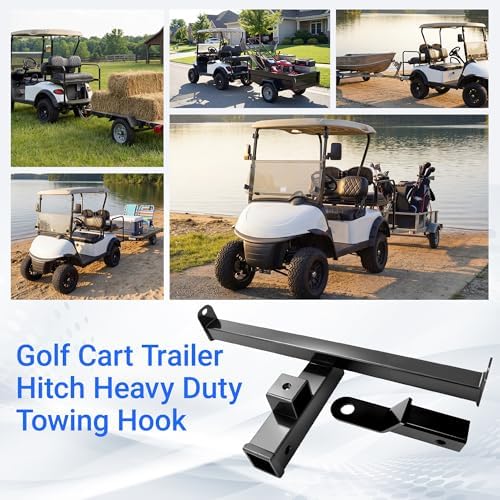Golf Cart Rear Trailer Hitch, Heavy Duty Carbon Steel Hitch Receiver, No-Drill - Image 2