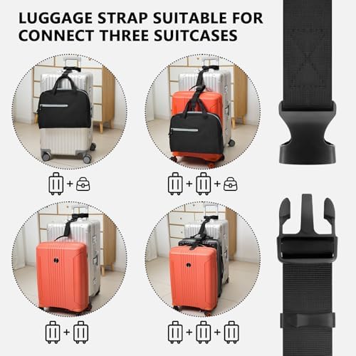 BILIONE 2 Pack Luggage Connector Straps, Connect 3 Suitcases ＆ Add A Bag - Image 2