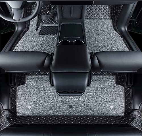 Compatible with Tesla Model Y Floor Mats Luxury Leather + Topper Carpet by ZYCHUANGYING