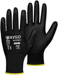 KAYGO Safety Work Gloves for Men Women, PU Coated Palm & Fingers by KAYGO