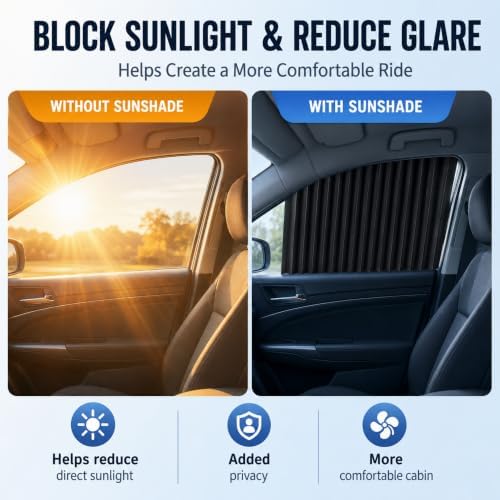 Car Side Window Sun Shade, Retractable Privacy Curtain - Image 4