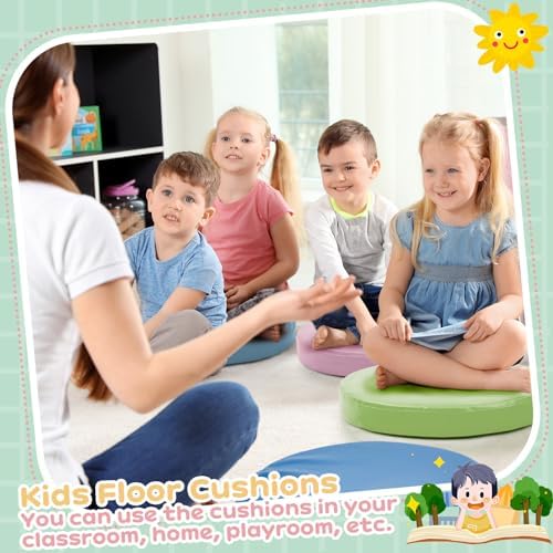 Juexica 8 Pcs Floor Cushions Kids, Macaron Color, 13.8 x 13.8 x 2 Inch - Image 4