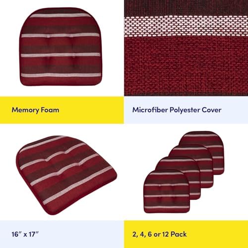 Sweet Home Collection Chair Cushion Memory Foam Pads Tufted Slip Non Skid - Image 6