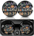 Yonlevres Car Coasters for Cup Holders, Gothic Bookshelf, 2 Pack 2.75" by Yonlevres