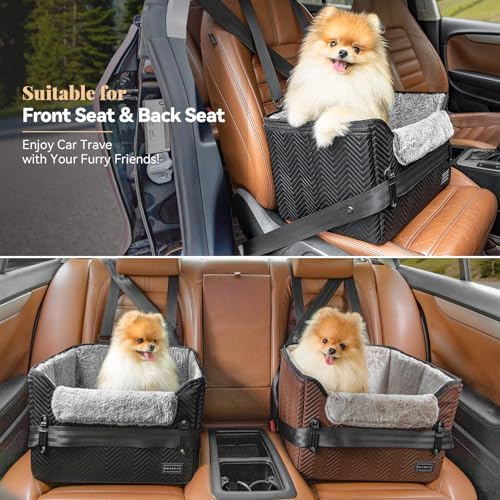 PETSFIT Small Dog Car Seat, Waterproof PU Leather Dog Carseat - Image 2