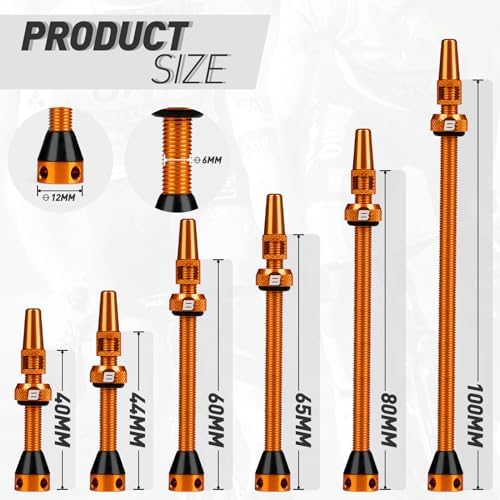 BWSHLF Tubeless Presta Valve Stem 40/44/55/60/65/80/100 mm, Super Light Alloy - Image 4