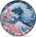 Spare Tire Cover for RV Trailer, Japanese Big Waves Cherry Blossoms Waterproof by cfpolar