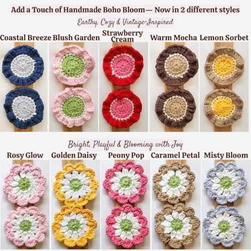 Cotton Crotchet Ruffled Flower Coaster Set - Image 4