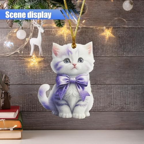 2D Flat Cat Car Rear View Mirror Charm, Acrylic Car Rear View Mirror Hanging - Image 5