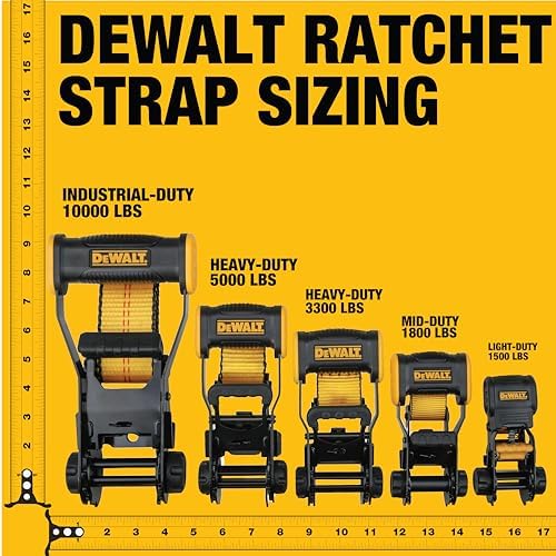 DEWALT 1.25"×12'×1, 800 lbs Light-Duty Ratchet Strap - Image 3