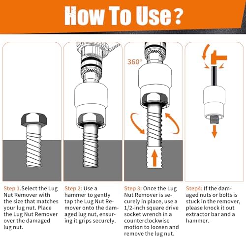 GIREORAN 10 Piece Wheel Lock Removal Kit, Lug Nut Removal Tool - Image 5