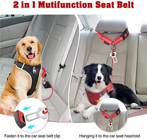 Chew Proof Dog Car Seat Belt, 2 in 1 Steel Cable Dog Car Accessories Headrest - Image 3