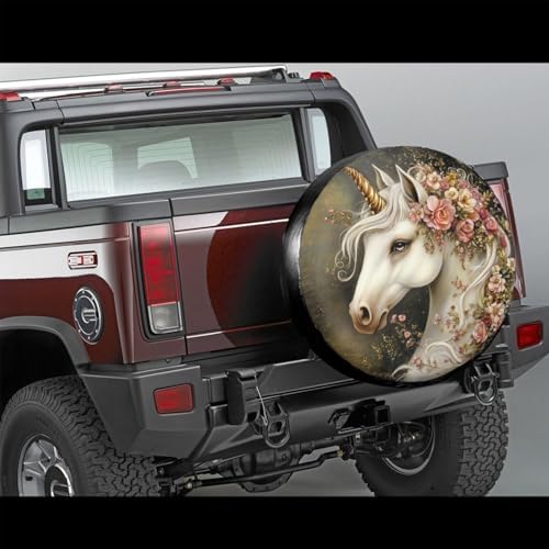 Gold Floral Horse Spare Tire Cover - Image 2