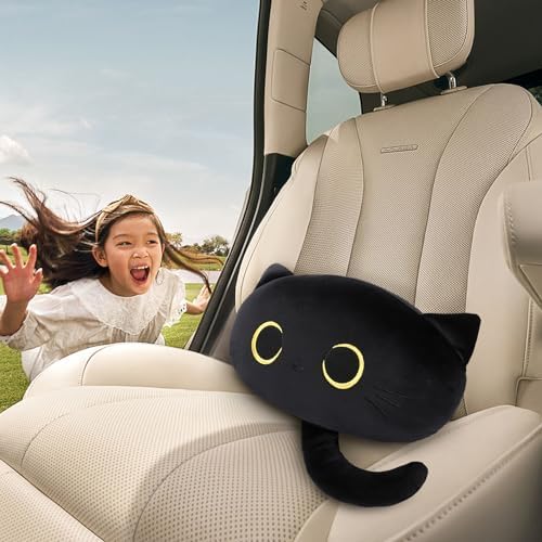Black Cat Car Headrest Pillow Neck Support Plush Cushion - Image 6