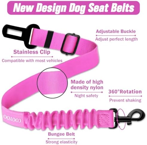COOYOO Dog Seat Belt, Durability Retractable Dog Car Harness Adjustable Dog - Image 2
