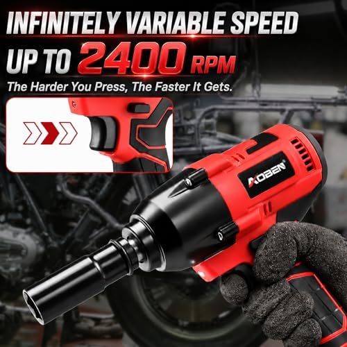 AOBEN Cordless Impact Wrench 1/2 Inch, Power Impact Gun Kit, Max 600N. - Image 3