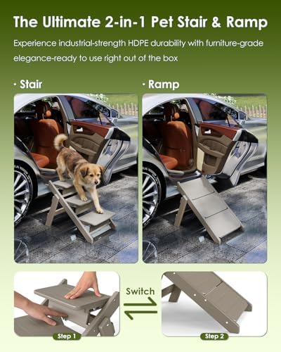 GREENVINES Foldable Dog Stairs & Steps, 2-in-1 HDPE Pet Ramp - Image 7
