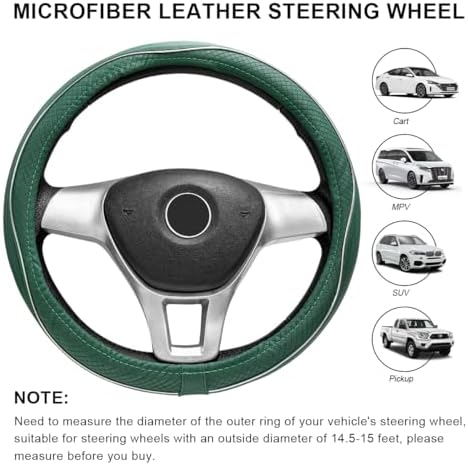 Car Steering Wheel Cover, 15 Inch Anti-Slip Breathable Leather Auto Steering - Image 2