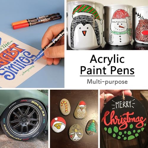 Overseas 2 Pack Black Acrylic Paint Pens Paint Markers Extra Fine Tip - Image 3