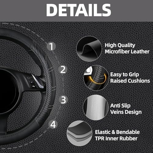 NBTEPEM 10 Pcs Car Floor Mats Full Set & Sport Leather Steering Wheel Cover - Image 2