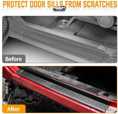 Door Sill Guards Kit Rubber Door Entry Guards Protector Wrangler JK Unlimited - Image 5