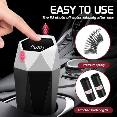 Car Trash Can with Lid, 30 Additional Trash Bags - Image 2
