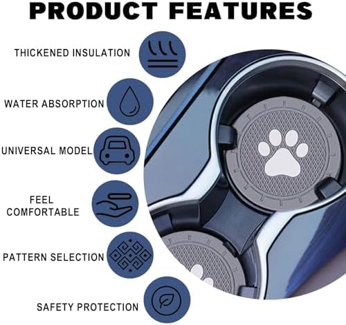 4 Pack Car Cup Holder Coasters, Dog Paw Insert Car Cup Coaster, 2.75 Inch Anti - Image 5