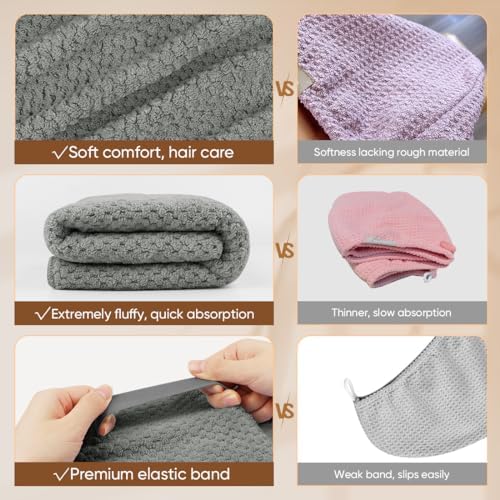 HOMEXCEL 5PK Microfiber Hair Towels, 40x20 in, Fast Drying - Image 4