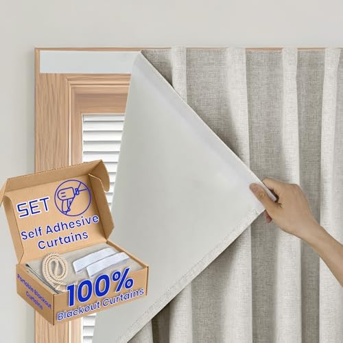 100% Blackout French Door Curtains, Room Darkening Shades Small Window Curtain by Sovtfides