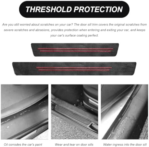 4 PCS Car Door Sill Protector, Waterproof Carbon Fiber Style Car Door Entry - Image 4