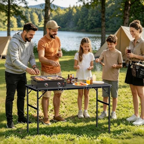 Anbte 3ft Tri-fold Grill Table, 2 Adjustable Heights Max 29.5" - Image 2